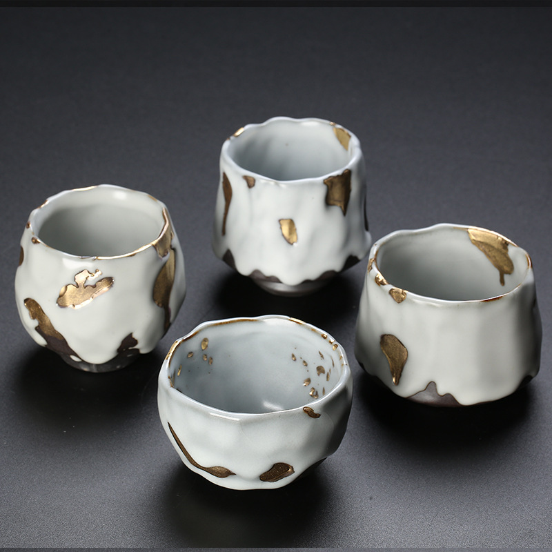 Japanese Tea - Shino Seramik, El Yapımı, Altın Yaldızlı,